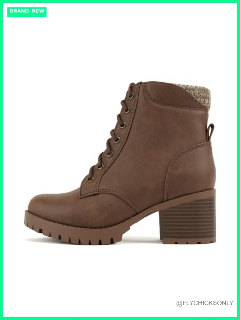 Combat Ankle Boot Lug Sole Chunky Heel Lace Up Side Zipper Bootie